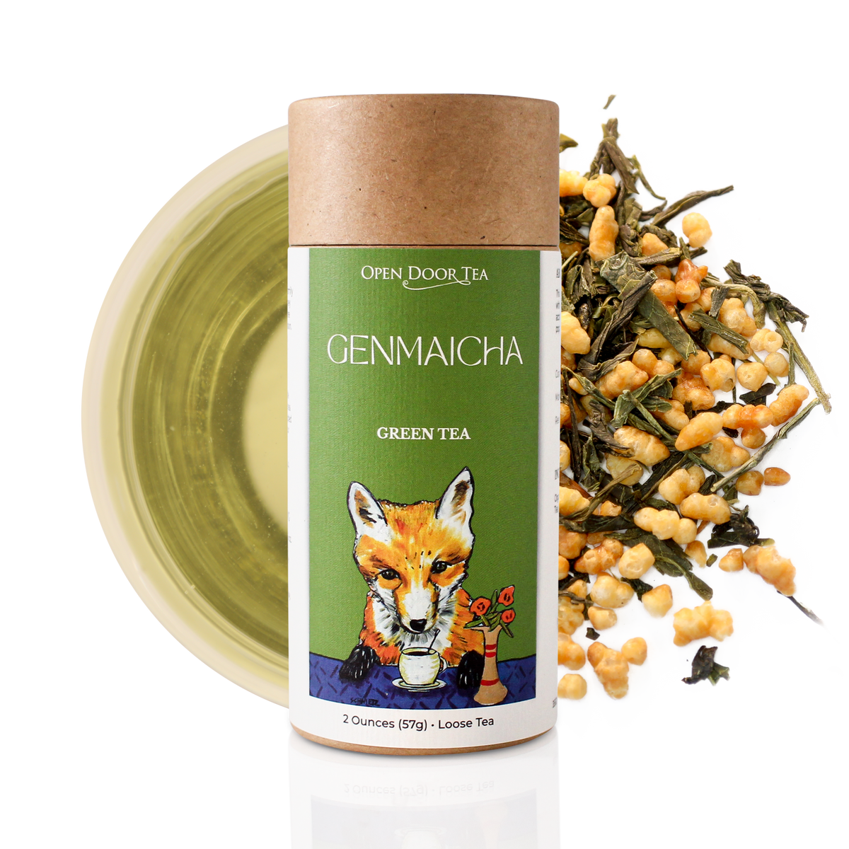 Genmaicha Hazelnut | Belgian Dark Chocolate Bar with Tea – Open