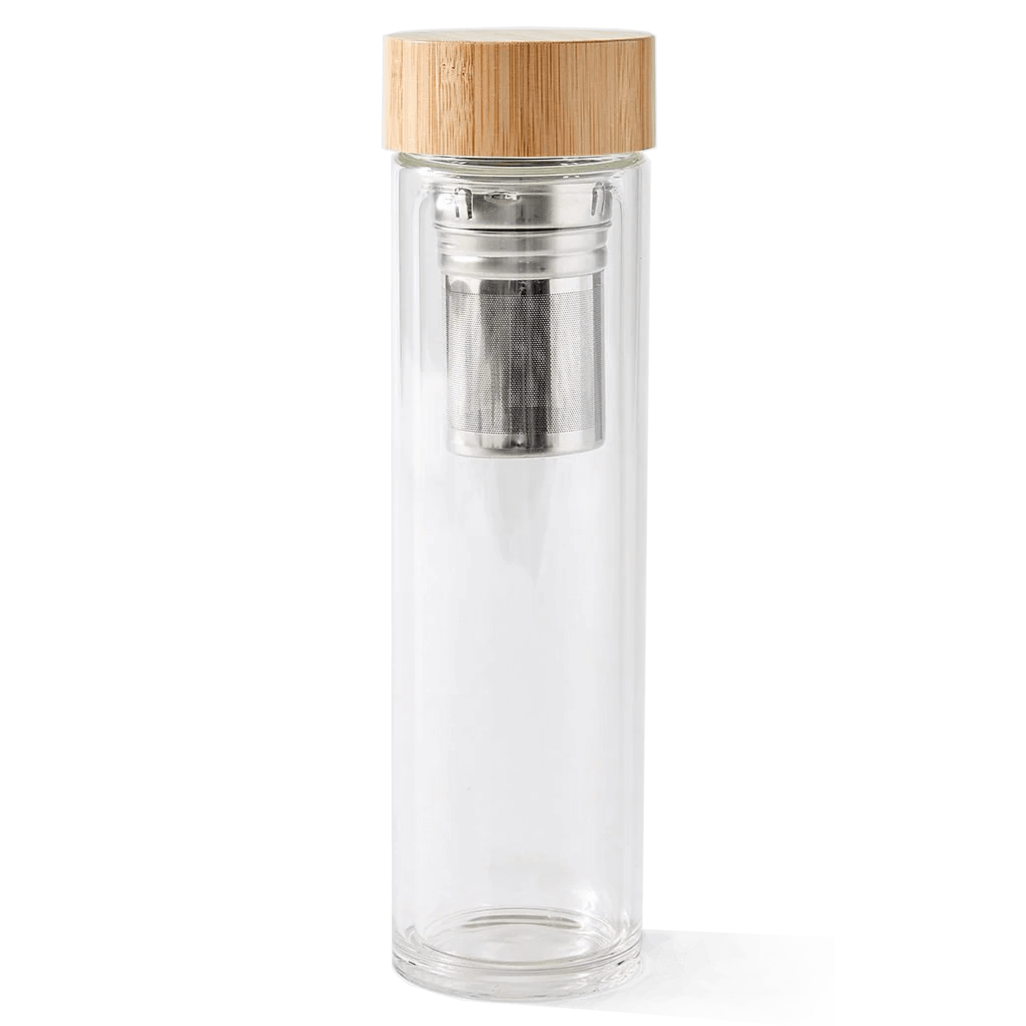 Bamboo Tea Tumbler Glass Travel Bottle With Infuser and Case 